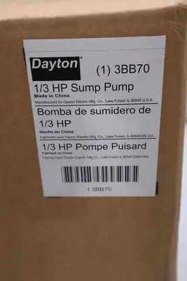 DAYTON 3BB70 HP 1/3 Sump Pump Vertical Float - STOCK GF232