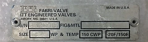 Fabri-Valve 8"-150 knife gate valve hand wheel operated