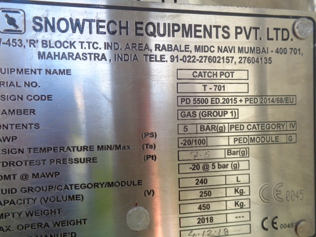 240L S/S Vertical Pressure vessels