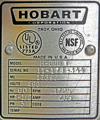 USED HOBART® 60 QUART MIXER, MODEL H-600T