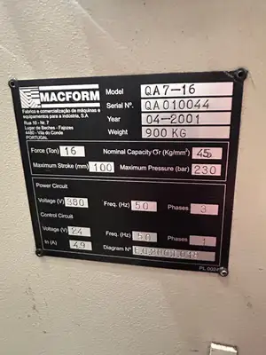 Macform QA7-16  685mm x 16-Ton Press Brake