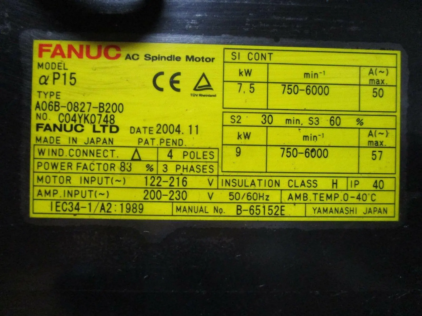 USED Fanuc A06B-0827-B200