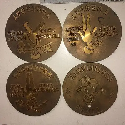 3507-700 Assorted Group Lot of 50 Antique Mixed Master Brocading Templates – Bronze and Brass Material