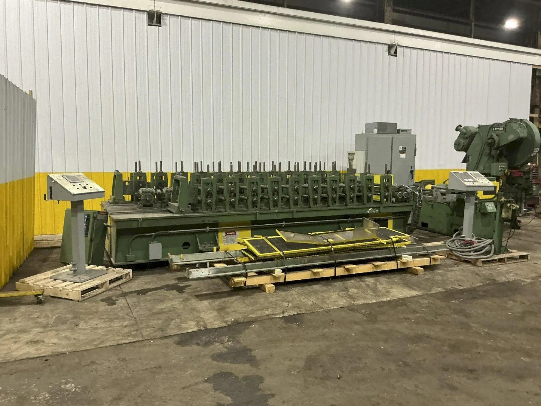 10/12 STAND BRADBURY ROLLFORMING LINE, COIL REEL, SERVO FEED, PREPUNCH, ROLLFORMER, CUTOFF PRESS : YOBRO 25086
