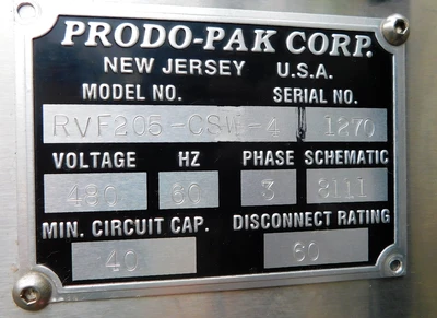 USED PRODO PAK RVF205-CSW-4