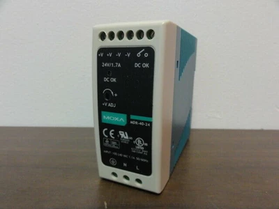 Moxa MDR-40-24 DIN-Rail 24 VDC Power Supply - 24V/1.7A Input: 100-240VAC 1.1A
