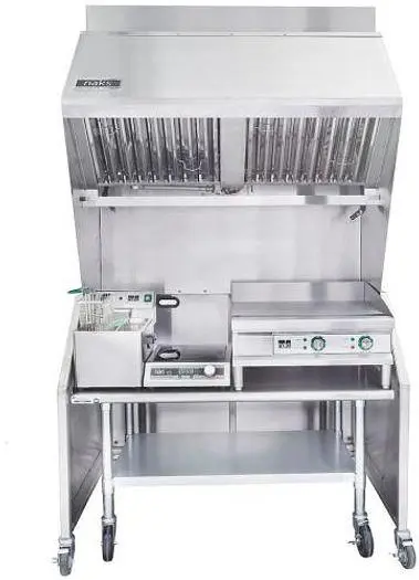 Ventless 4ft Package 15lb Fryer, 24" Griddle,  3000W Induction Range, Table