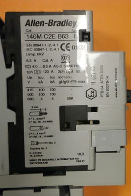 USED Allen-Bradley 140M-C2E-B63  SER B WITH 100-C09D*10 Ser A