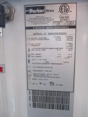 Used 2019 PARKER ICEPOO5-WAFP3T Chillers California US | TNT Industrial #1082792