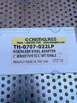 NEW CHEMGLASS TH-0707-022LP STAINLESS STEEL ADAPTER 1" BEADED PIPE TO 1" NPT FEMALE