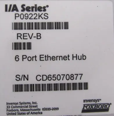 NEW FOXBORO P0922KS ETHERNET HUB 6 PORT
