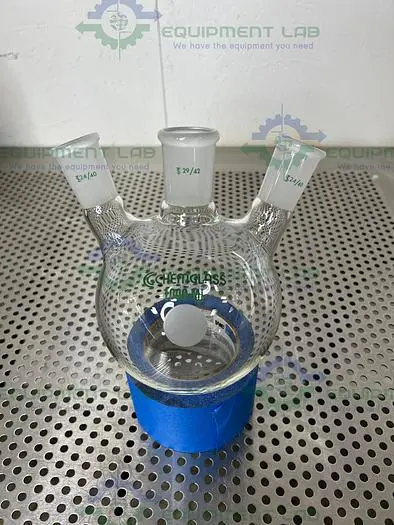 NEW CHEMGLASS CG-1524-08 1000ML HEAVY WALL ROUND BOTTOM FLASK, 3-NECK ANGLED 20°