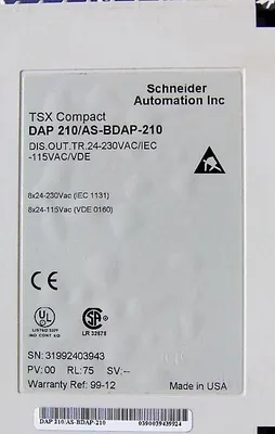 AEG Modicon DAP 210 / AS-BDAP-210 Output Module PV:00 RL:75 SV:-- Used