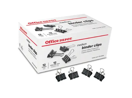 Office Depot Binder Clips, 1-1/4" Wide, 5/8" Capacity, Black, Pack Of 144