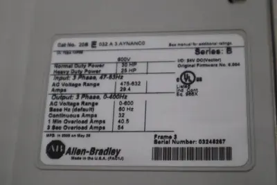 30HP 20BE032A3AYNANC0 PowerFlex 70 Allen Bradley Drive VFD Stock GF599