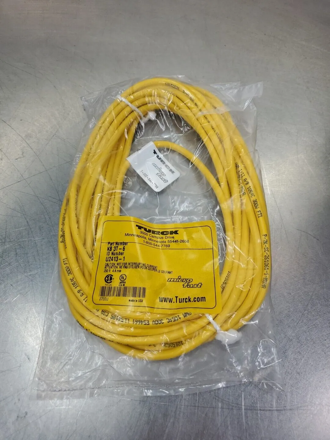 TURCK KB 3T-6 (U2413-1) PLC Cordset. 5D-16