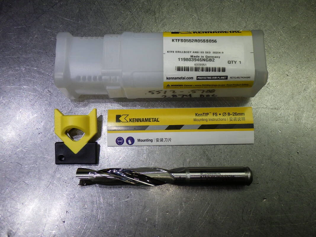Kennametal .552" Coolant Thru 5xD Drill 9/16" Shank KTFS0552R05SS056 (LOC2978D)