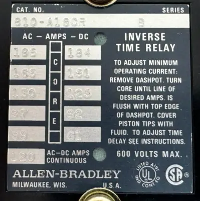 810-A18CR INVERSE TIME RELAY SER. B 600V 810A18CR PRE-OWNED UNUSED SURPLUS