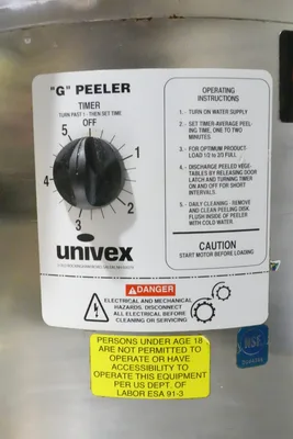 UNIVEX 20LB ELECTRIC PORTABLE VEGETABLE PEELER MODEL G-PEELER