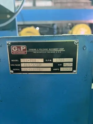G&P Machinery SS-700 Double End Belt Grinder/Polisher with 7.5HP Motor