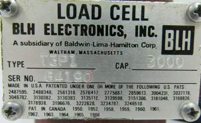 USED BLH ELECTRONICS T3P1 LOPAD CELL 3000LBS CAP