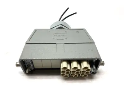 USED HARTING HOOD CONNECTOR ASSEMBLY W/ 3X 09140063041 PROTECTED MODULES
