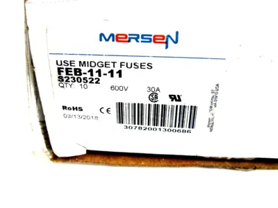 NEW LOT OF 10 MERSEN FEB-11-11 MIDGET FUSE HOLDER FEB1111