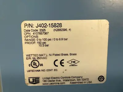United Electric J402-15828 / 129030-10 Pressure Switch (12.6.5)