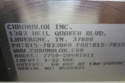 NEW CHROMALOX 7750-20601011 SOLID STATE CONTACTOR 775020601011