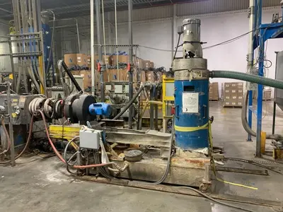 Davis Standard Used 4.5″ Ram Stuffing Cascade Pelletizing Line, Xaloy Water Ring Pelletizer – New  2006