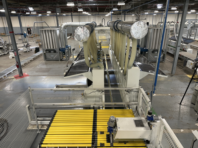 Stefani Evolution SSB Double-Sided Edgebander w/ Mahros Automatic Vacuum Loading & Unloading