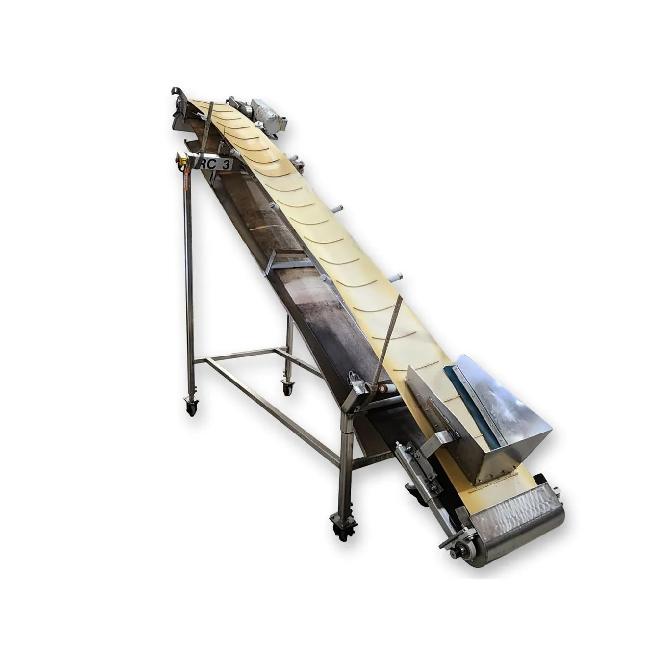 Used 17"W X 13'-3"L Stainless Steel Trough Vinyl Belt Conveyor