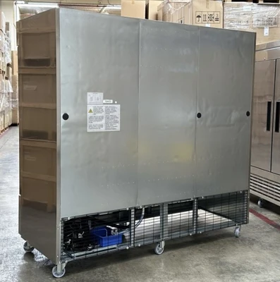 171-0057 82” Stainless Steel Self Contained 3 Door Reach in Cooler