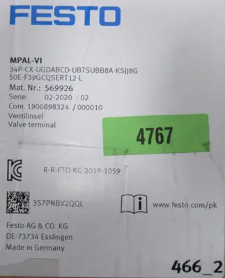 NEW FESTO 569926 MANIFOLD MPAL-VI 533345 CPX-F839 CPX-AB-8-M8-3POL CPX-CP-4-FB