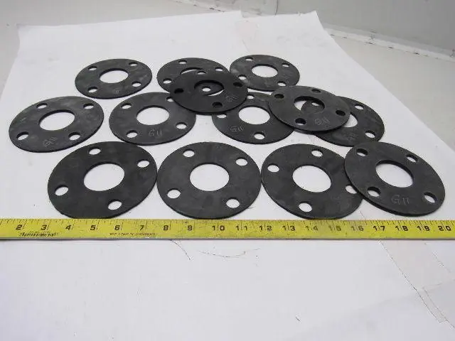 G11 1-7/8" ID Hole 4 Bolt Flange Flat Ring  1/8" Thick Rubber Gasket Lot Of 13"