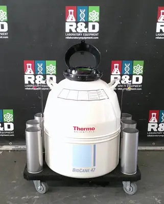 Thermo Scientific BioCane 47 L Liquid Nitrogen LN2 Dewar Cryo Storage w/Racks