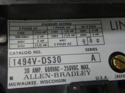 USED ALLEN BRADLEY 1494V-DS30 SER A