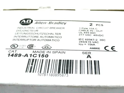 NEW 2 PCS. ALLEN BRADLEY 1489-A1C150 CIRCUIT BREAKER SERIES A 1489A1C150