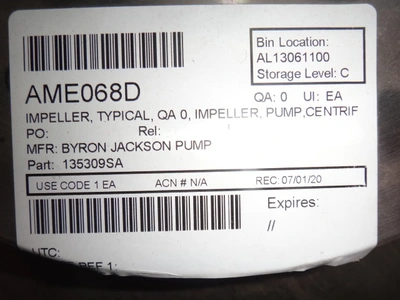 Byron Jackson pump impeller #135309SA