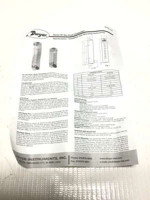 Dwyer VFB-51-EC Visi-Float Variable Area Flowmeter 5-20 SCFH Air