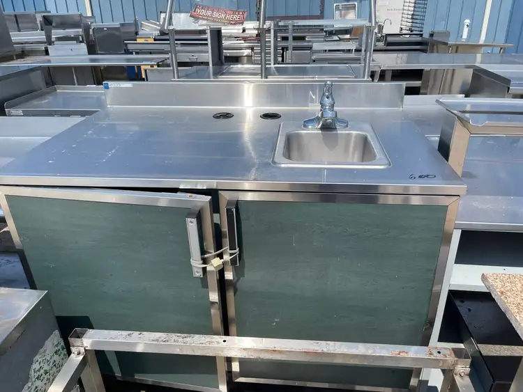 Used Falcon Restaurant Supply Used 48" Stainless Steel Cabinet with Sink - SS201 Sinks Illinois US | Falcon Restaurant Supply #1375939