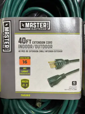 Master Electrician 40ft Extension Cord Indoor/Outdoor - 16 AWG - 3-Prong SJTW - Lot of 3 - 765263