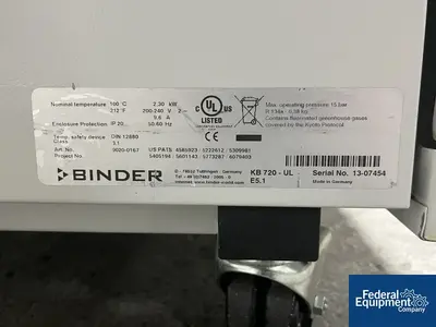 USED BINDER Binder KB720-UL Portable 2 Door Refrigerated Incubator