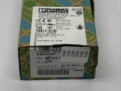 PT 4 RD,3211777 | Phoenix Contact PT 4 RD Feed-Through Terminal Block Red 3211777 LOT OF 46 - New