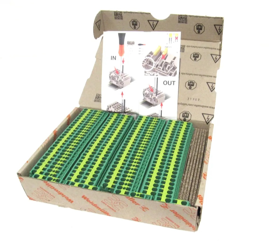 BOX OF 50 NEW WEIDMULLER ZPE 2.5/4AN TERMINAL BLOCKS 1608660000 ZPE254AN