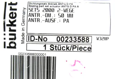 NEW BURKERT 00233588 SEALING PART KIT