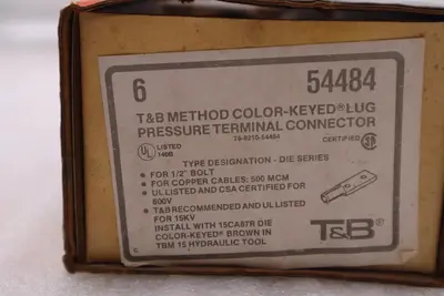 6 NIB THOMAS & BETTS 54484 PRESSURE TERMINAL CONNECTOR LUG STOCK L-784