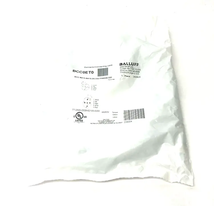 New | in-Stock Balluff Double Ended Fieldbus Cable BCC M415-M415-3A-330-PS85N6-020 Cable & Wire Michigan US | Maverick Industrial Sales #1401790