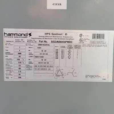 Used HAMMOND SG3A0045PB0C Transformers British Columbia CA | Lenmark #266179