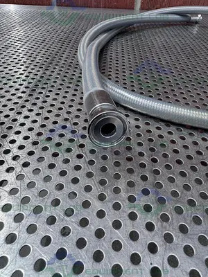 USED SANI-TECH WEST 84" STAINLESS STEEL FLEXIBLE BRAIDED HOSE 1/2" SANITARY FITTING